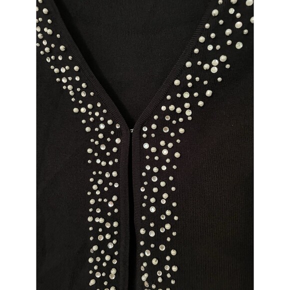 Cable & Gauge Black Open Cardigan Sweater w/Beads/Jewels Size Large - Picture 3 of 4